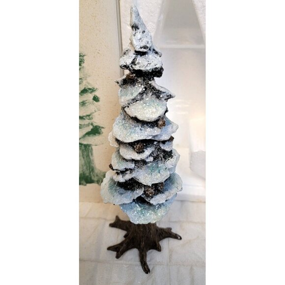 VTG 1991 Dept 56 Heritage Village 8'' Pole Pine Tree 5528-0 Cold Cast Porcelain - Picture 3 of 8